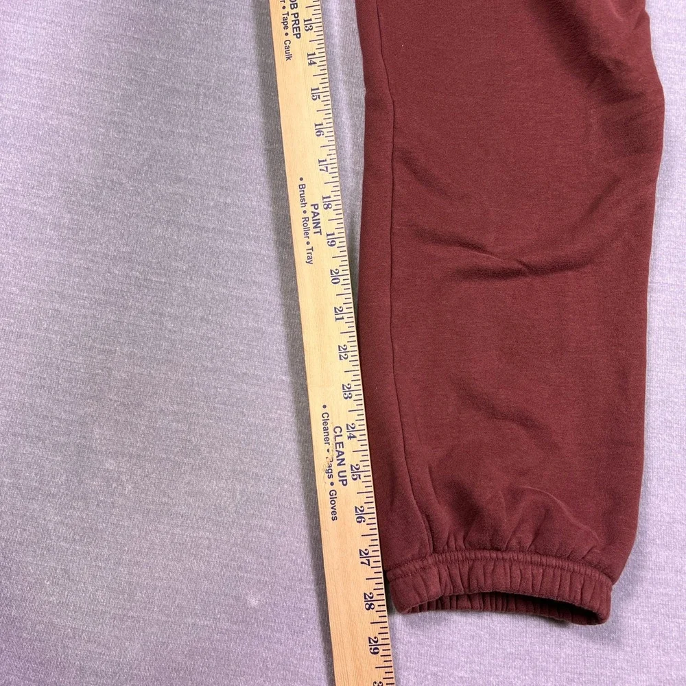 Vively Fleece Joggers Elastic Waist Mid Rise Sweatpants Mens Large Maroon Cotton